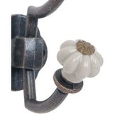 Vintage stílusú, fehér színű kerámiagombos fémfogas